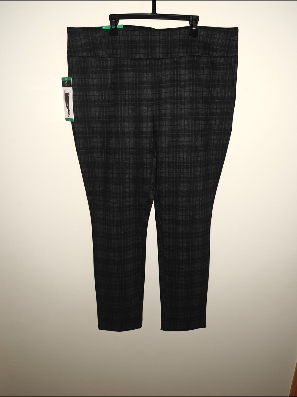 Dalia Black Gray Plaid Dress Pants